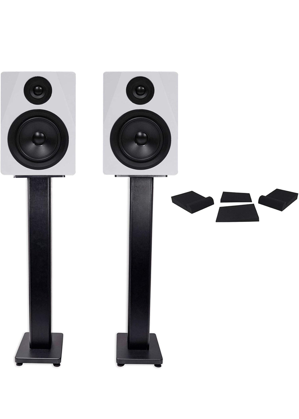 Rockville Pair APM5W 5.25" 2-Way 250W Powered USB Studio Monitors+Stands+Pads