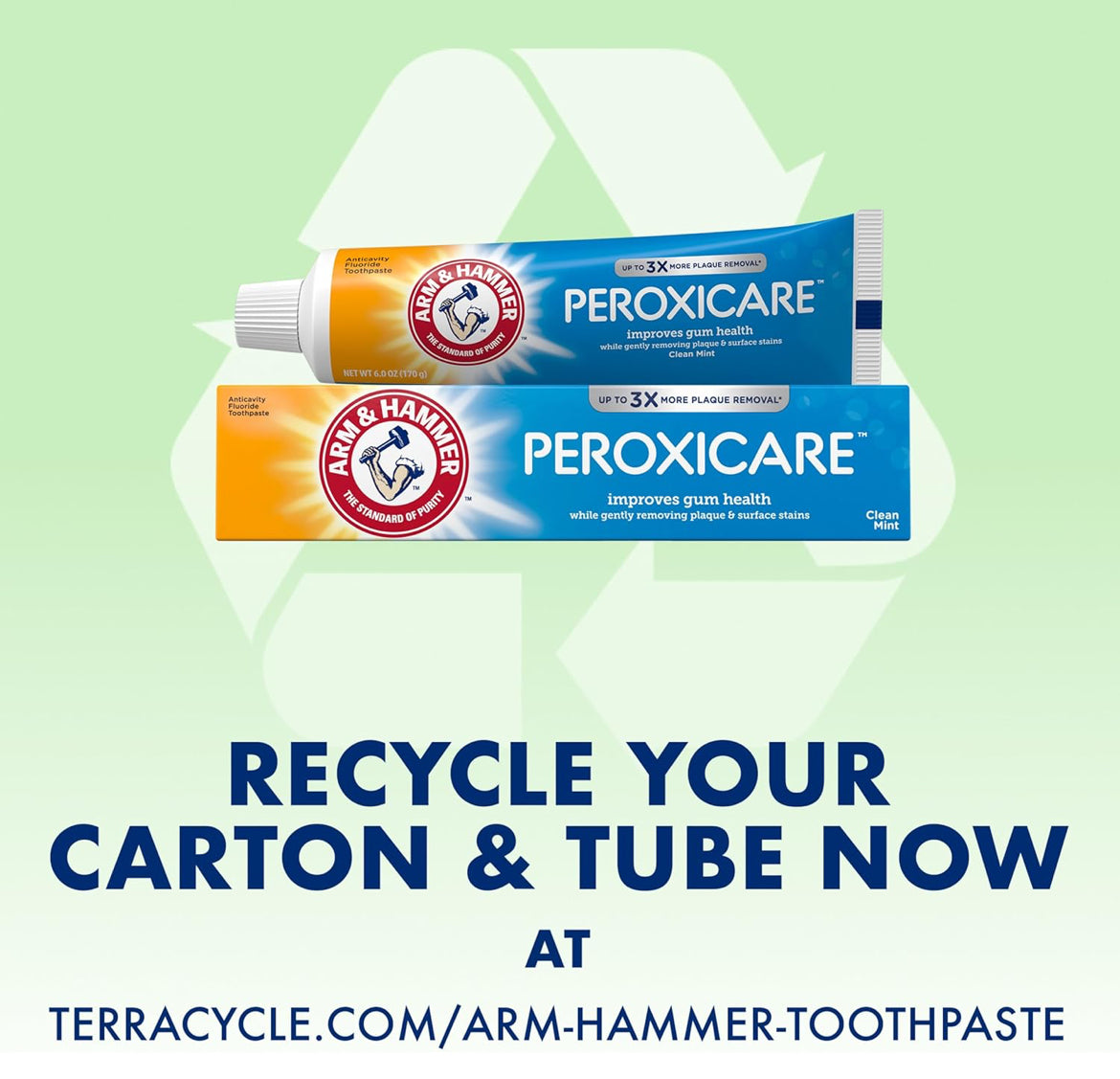 ARM & HAMMER Peroxicare Toothpaste for Gum Health, Baking Soda Toothpaste, Clean Mint 6.0 oz (Pack of 4)
