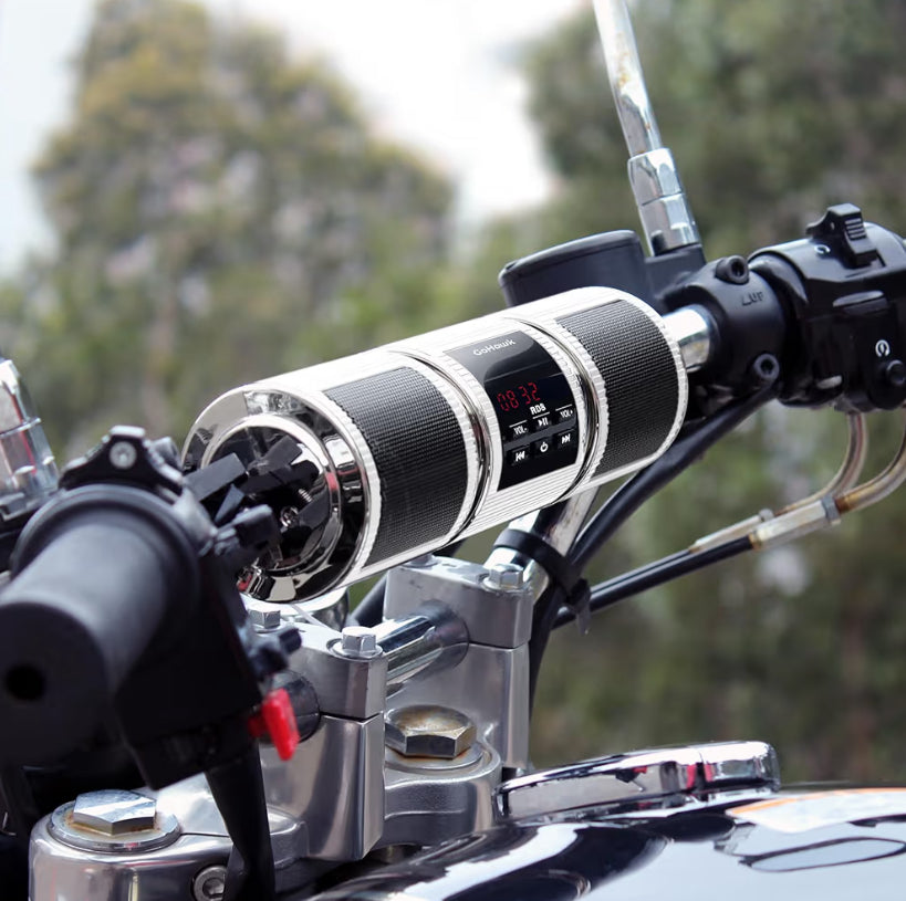 Motorcycle Bluetooth Speakers, Waterproof Radio Audio System
Built-in Amplifier, FM Radio, AUX Input, USB, Great for ATV, Scooter Bike,12 Volt Vehicle