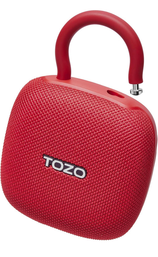 PE1 Mini Portable Bluetooth Speakers w/ Adjustable Carabiner IPX8 Waterproof, 32H Playtime - Red