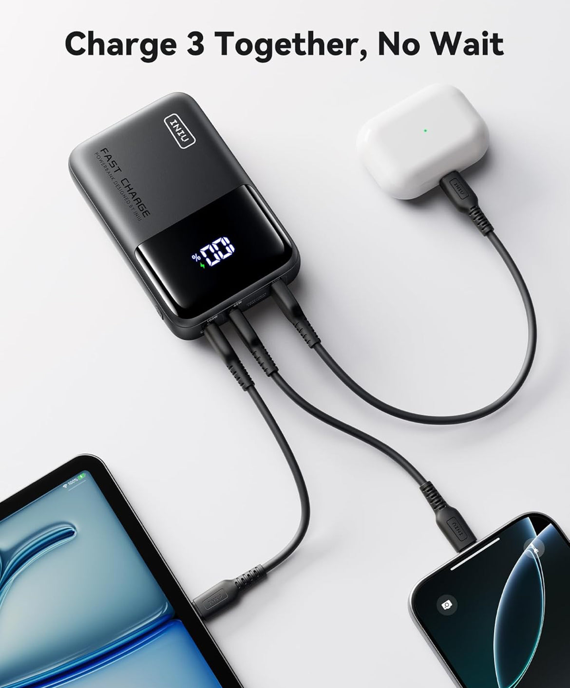INIU Power Bank, 25000mAh 100W High Capacity Laptop & Phone Portable Charger, Fast Charging Flight Cruise Ship Family Essentials Traveling Mini Battery Pack for College Student Teen Boys Girls, Orange