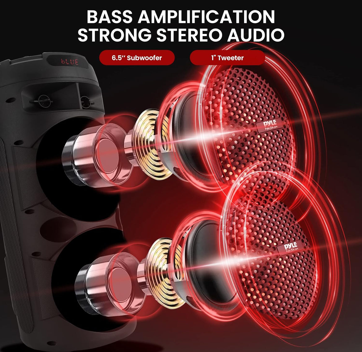 Rechargeable Portable Bluetooth PA Speaker 240W Dual 6.5" Indoor/Outdoor BT Karaoke Audio System-TWS, Party Lights, LED Display, FM/AUX/MP3/USB/SD, 6.5mm in, Carry Handle-Wireless Mic, Remote