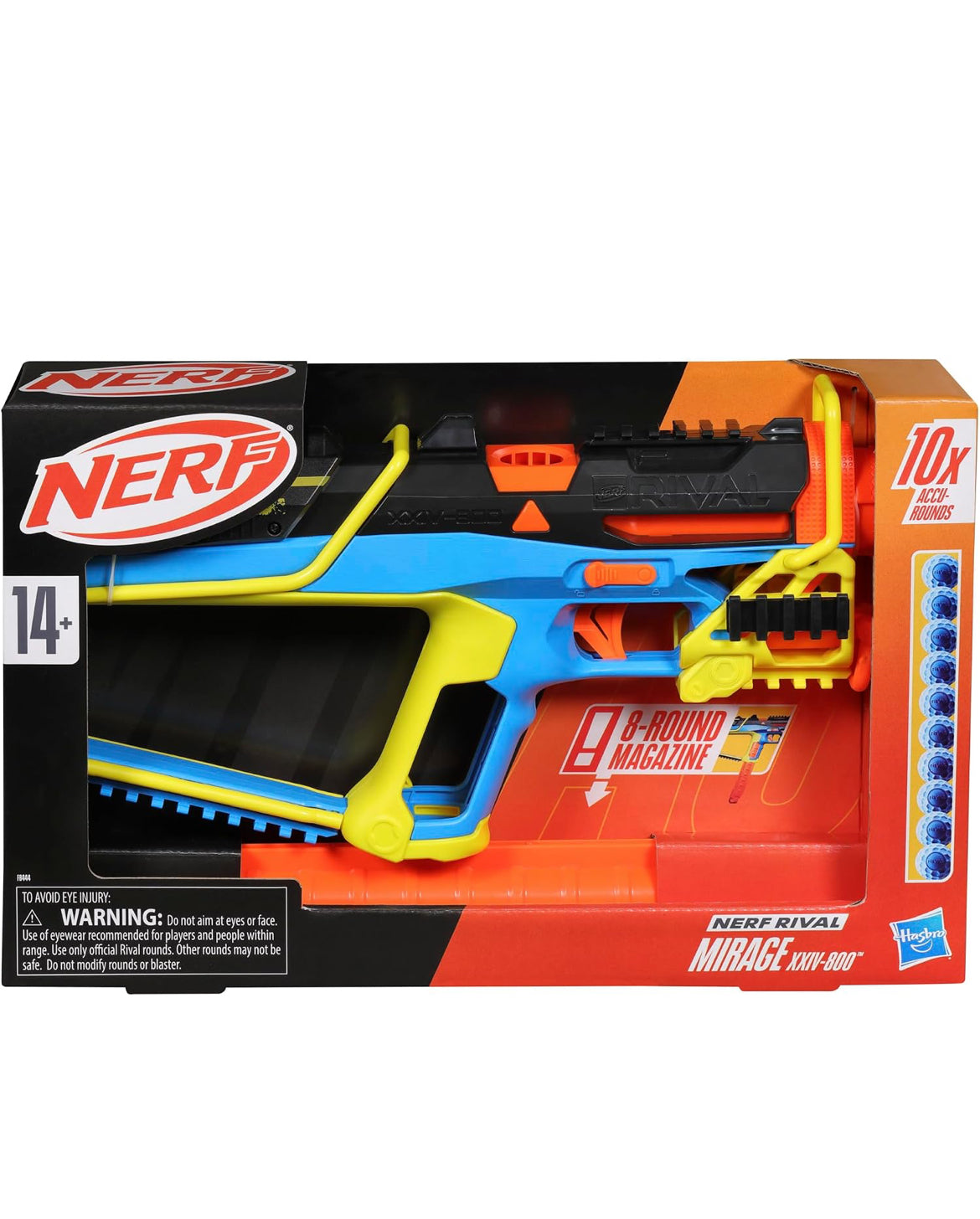Nerf Rival Mirage XXIV-800 Blaster, 10 Nerf Rival Accu-Rounds, 2 Ways to Load, 8 Round Removable Magazine, Pump Action Priming, Gifts for Teens