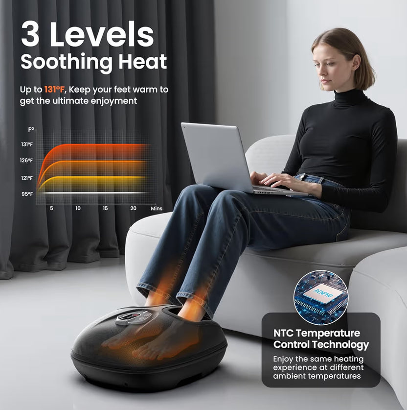 Foot Massager Machine w/ Heat Shiatsu Foot Massager for Plantar Fasciitis - (Black)