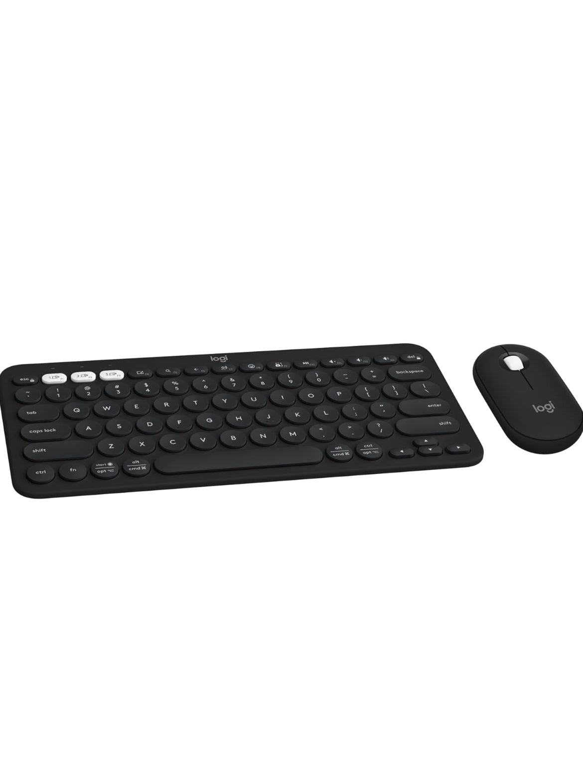 Logitech Pebble 2 Combo, Draadlose Sleutelbord en Muis, Stil en Draagbaar, Aanpasbaar, Logi Bolt, Bluetooth, Maklike Skakel vir Windows, macOS, iPadOS, Chrome - Swart