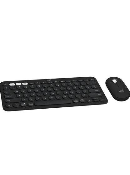 Logitech Pebble 2 Combo, Draadlose Sleutelbord en Muis, Stil en Draagbaar, Aanpasbaar, Logi Bolt, Bluetooth, Maklike Skakel vir Windows, macOS, iPadOS, Chrome - Swart