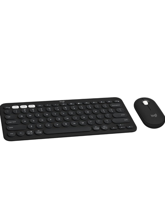 Logitech Pebble 2 Combo, Draadlose Sleutelbord en Muis, Stil en Draagbaar, Aanpasbaar, Logi Bolt, Bluetooth, Maklike Skakel vir Windows, macOS, iPadOS, Chrome - Swart