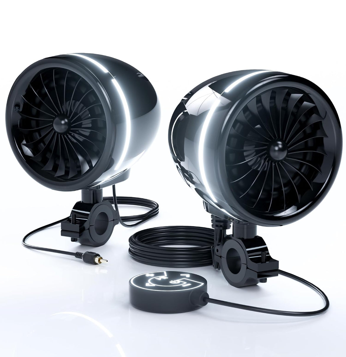 4 Inch Motorcycle Bluetooth Speakers Motorcycle Radio with LED Ring
Waterproof 300W Speakers, Built-in Amplifier, USB/AUX,Wired Control, Great for Harley, ATV, scooters 4-Wheeler