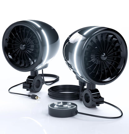 4 Inch Motorcycle Bluetooth Speakers Motorcycle Radio with LED Ring
Waterproof 300W Speakers, Built-in Amplifier, USB/AUX,Wired Control, Great for Harley, ATV, scooters 4-Wheeler