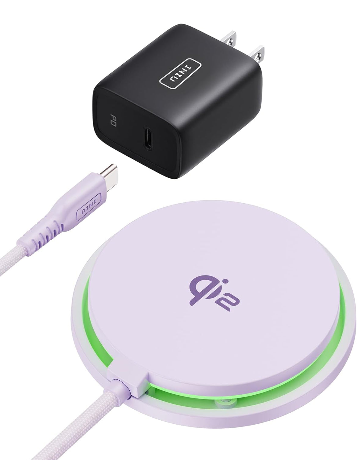 INIU Wireless Charger, 15W Fast Charging LED Mag-Safe Charger, Travel Magnetic Charging Pad Compatible with iPhone 16/15/14/13/12 Series, AirPods 3/2/Pro/Pro 2 (with Adapter)