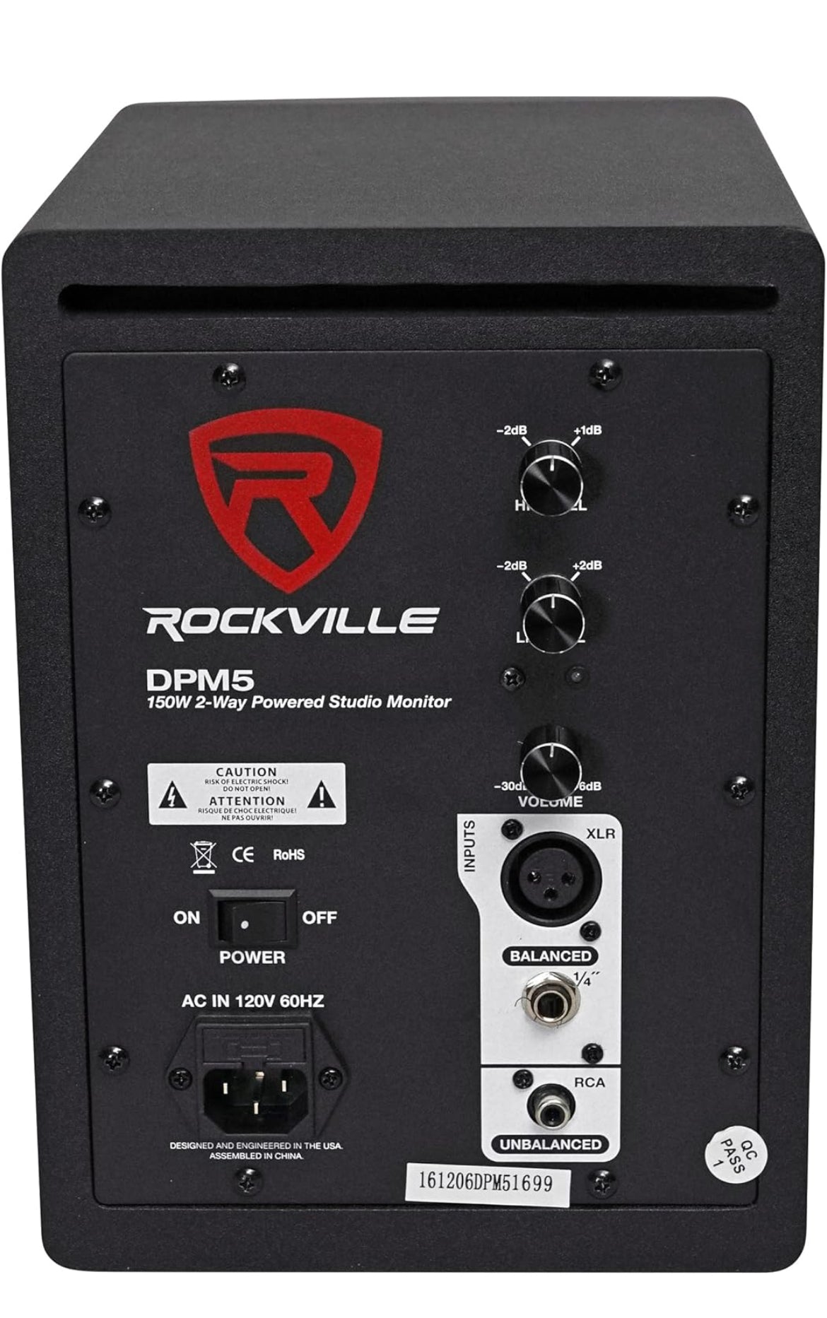 Rockville DPM5B 5.25" 2-Way 150W Black Active/Powered Studio Monitor Speaker
