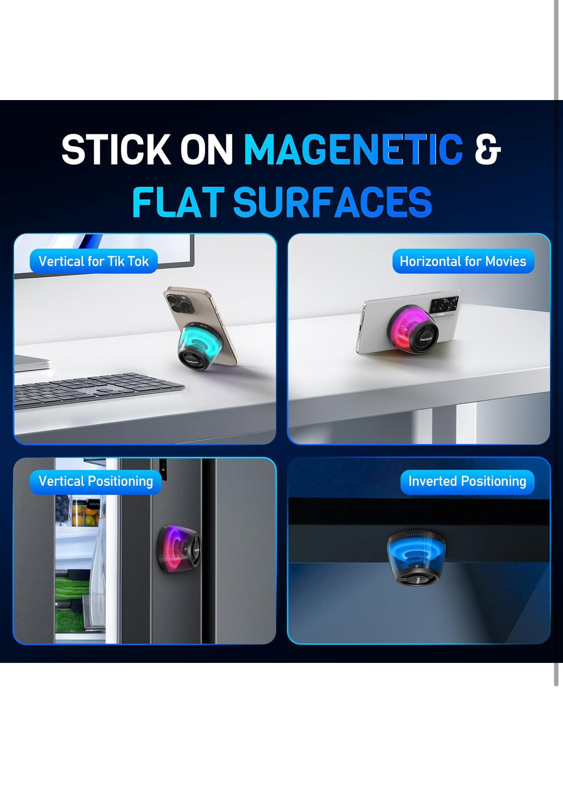 Magnetic Bluetooth Loudspeaker, Portable Mini Bluetooth Speaker Small with Cell Phone Stand