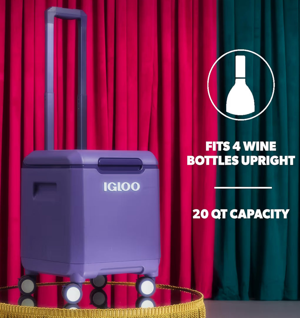 Igloo Tag Along 360 Spinner Cooler | 20 Quart Rolling Ice Chest - (D Grape)