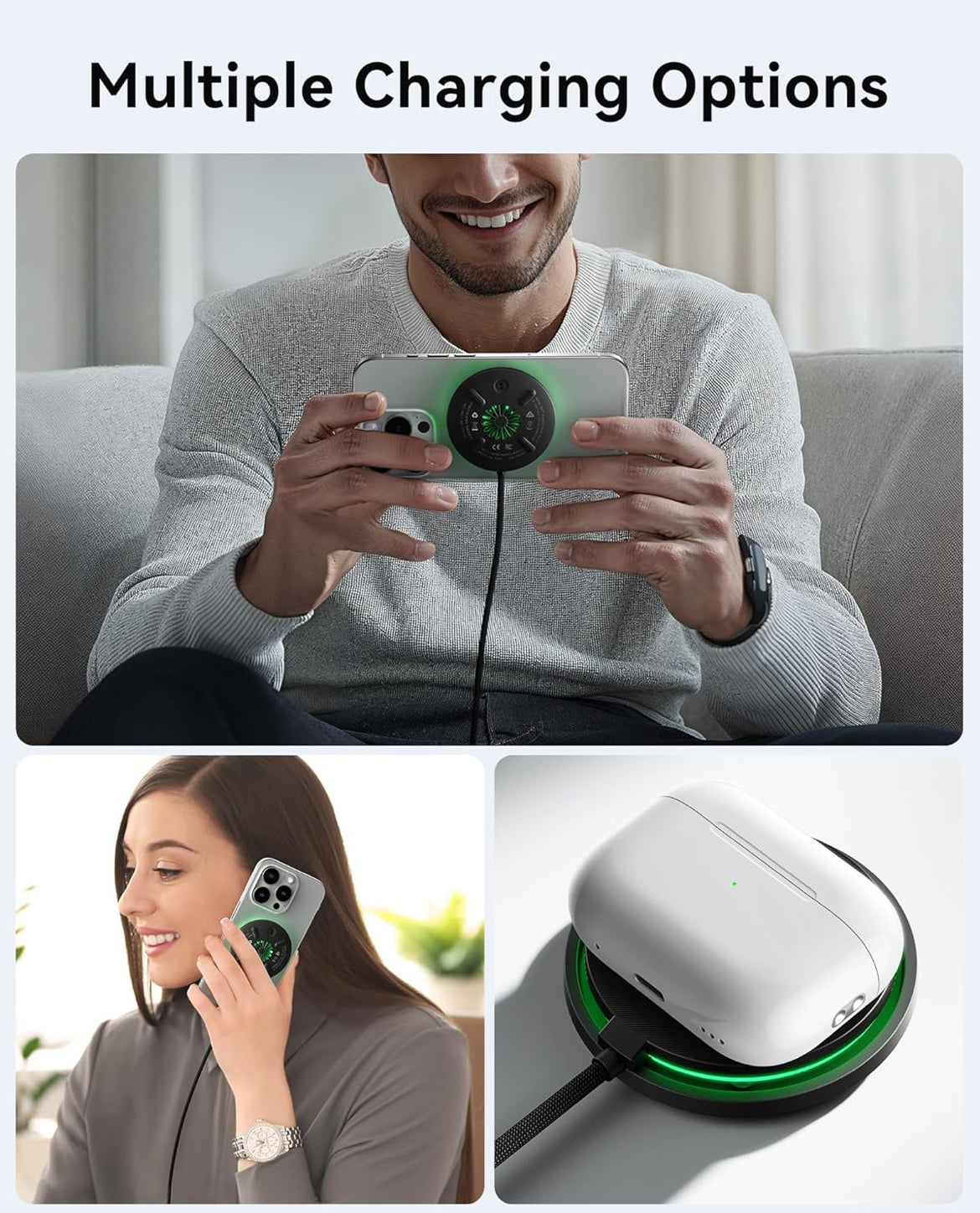 INIU Wireless Charger, 15W Fast Charging LED Mag-Safe Charger, Travel Magnetic Charging Pad Compatible with iPhone 16/15/14/13/12 Series, AirPods 3/2/Pro/Pro 2 (with Adapter)