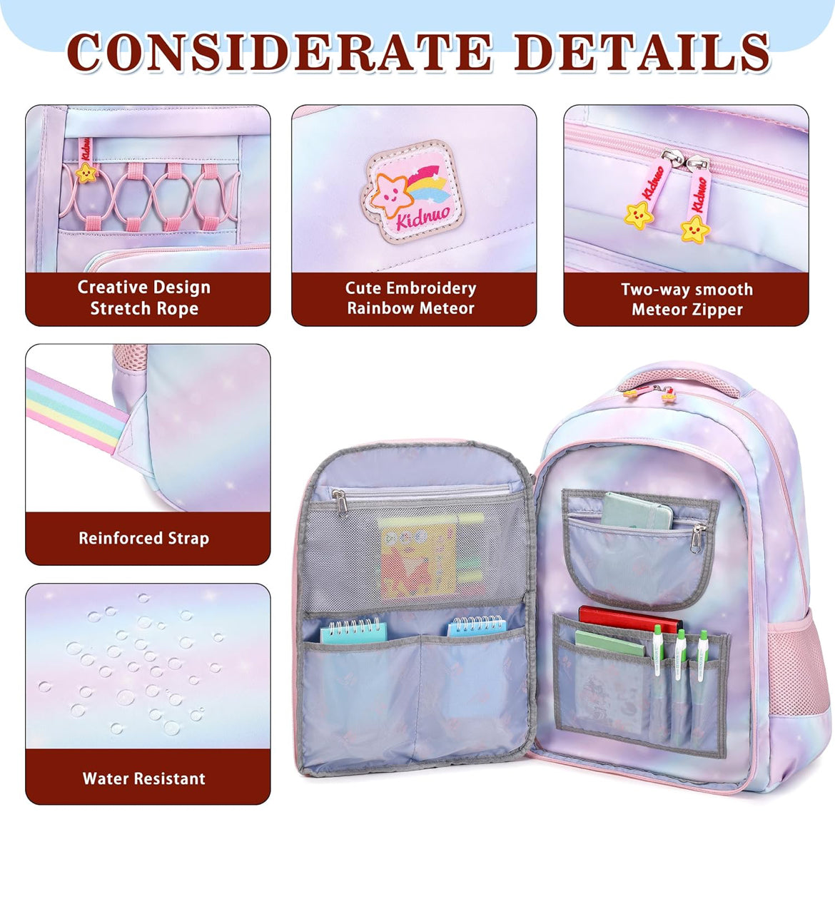 Girls Backpack 15.6 Inch Laptop School Bag Cute Kids Kindergarten Elementary Backpacks Middle Schoolbag Large Bookbags for Women Teens Students Anti Theft Travel Daypack (Purple)