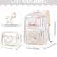 Girls Clear Backpack,2 PCS Large Backpacks Set,Heavy Duty Bookbag Stadium Approved Daypack Transparent Women Bag See Through Daypack for Kids Elementary Middle School Students Teens Sport Beige