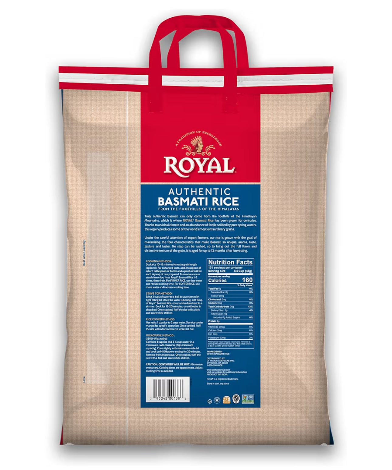 Royal - Natuurlik Verouderde Outentieke Langkorrel Wit Basmatirys - 15 lbs
