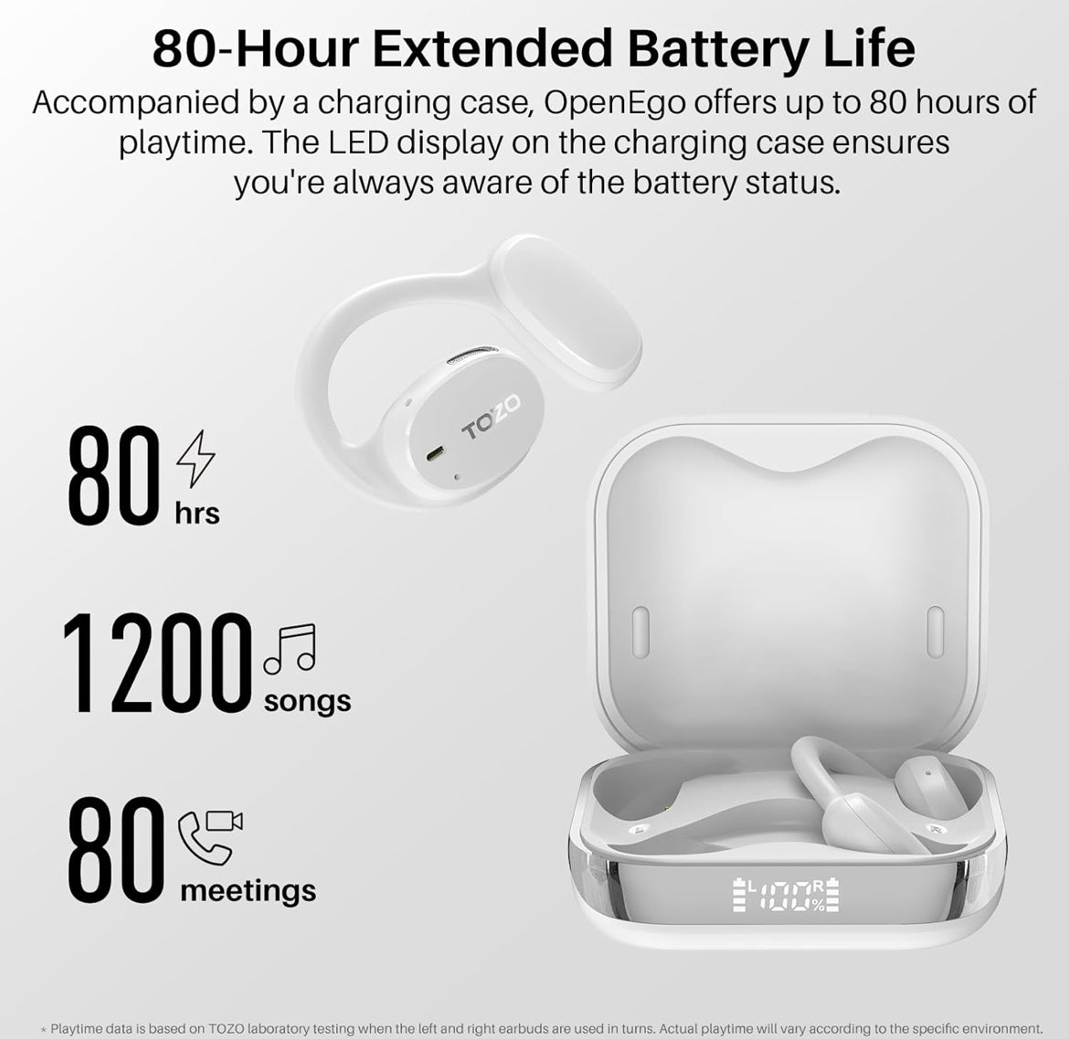 Open Ear Earbuds Bluetooth, AI Translation w/ Real-Time 100+ Languages Translation - White