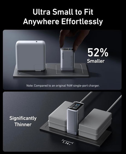 Anker Prime Laaier, 100W 3-Poort GaN USB C Laaiblok, Opvoubaar en Kompak - NUUT