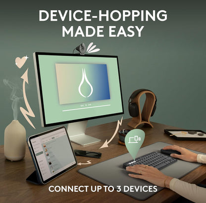 Logitech Pebble Keys 2 K380s, Multi-Toestel Bluetooth Draadlose Sleutelbord met Aanpasbare Kortpaaie, Slank en Draagbaar, Maklike Skakeling vir Windows, macOS, iPadOS, Android, Chrome OS - Tonal Grafiet