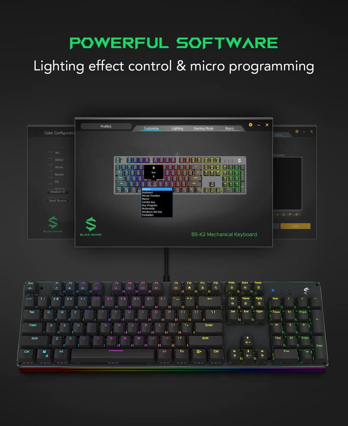 Black Shark RGB Mechanical Gaming Keyboard LED Backlit Wired Keyboard - NEW