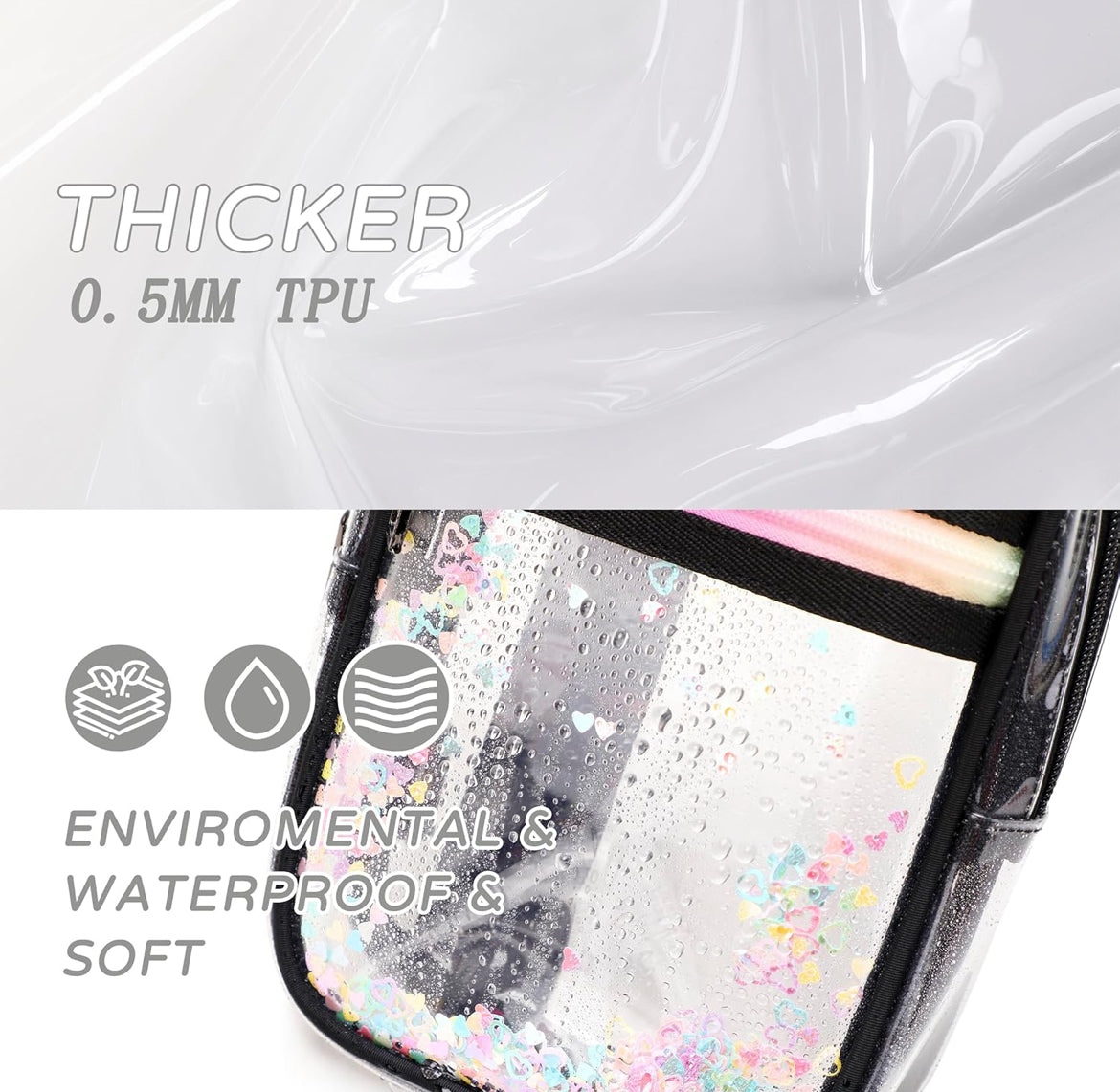 Clear Crossbody Bags for Women Girls Stadium Approved Sling Pack Bag Shoulder Belt Purses Transparent Chest Backpack