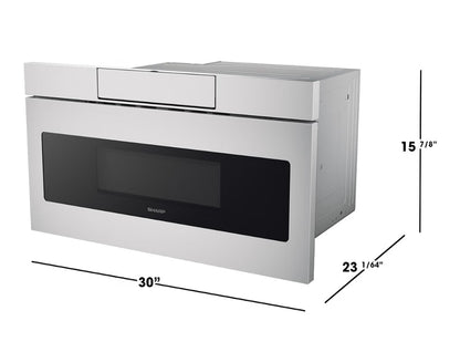 SHARP SMD3070ASY Microwave Drawer Oven, 30-inch, 1.2 Cubic Feet, 950 Watt, Concealed Angled Touch Control Panel with Digital LCD Display, Stainless Steel