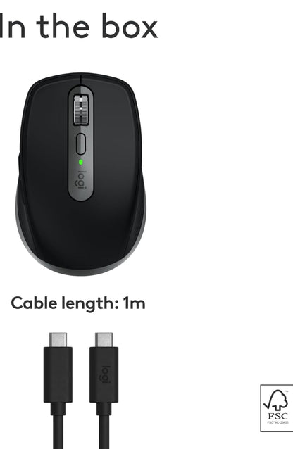Logitech MX Anywhere 3S vir Mac, Kompakte Draadlose Bluetooth-muis, 8K DPI-spoorsny op Enige Oppervlak, Stil Klieke, USB C, Draadlose Muis vir MacBook Pro, MacBook Air, iMac, iPad - Ruimtegrys
