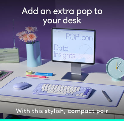 Logitech POP ICON Combo, Bluetooth-sleutelbord en -muiskombo, Gemaklike Tik, programmeerbare Sleutels en Knoppies, Stil klikke, Maklike Wisseling tot 3 Toestelle - Pers