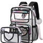 Girls Clear Backpack,2 PCS Large Backpacks Set,Heavy Duty Bookbag Stadium Approved Daypack Transparent Women Bag See Through Daypack for Kids Elementary Middle School Students Teens Sport Black