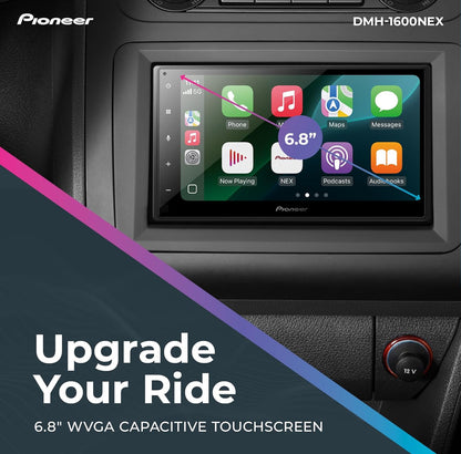 Pioneer DMH-1600NEX 6.8" Capacitive Touchscreen Double Din Car Stereo
Digital Multimedia Receiver, Wired CarPlay & Android Auto, Bluetooth, Backup Cam, USB, AM/FM, Front/Rear/Sub RCA Preouts