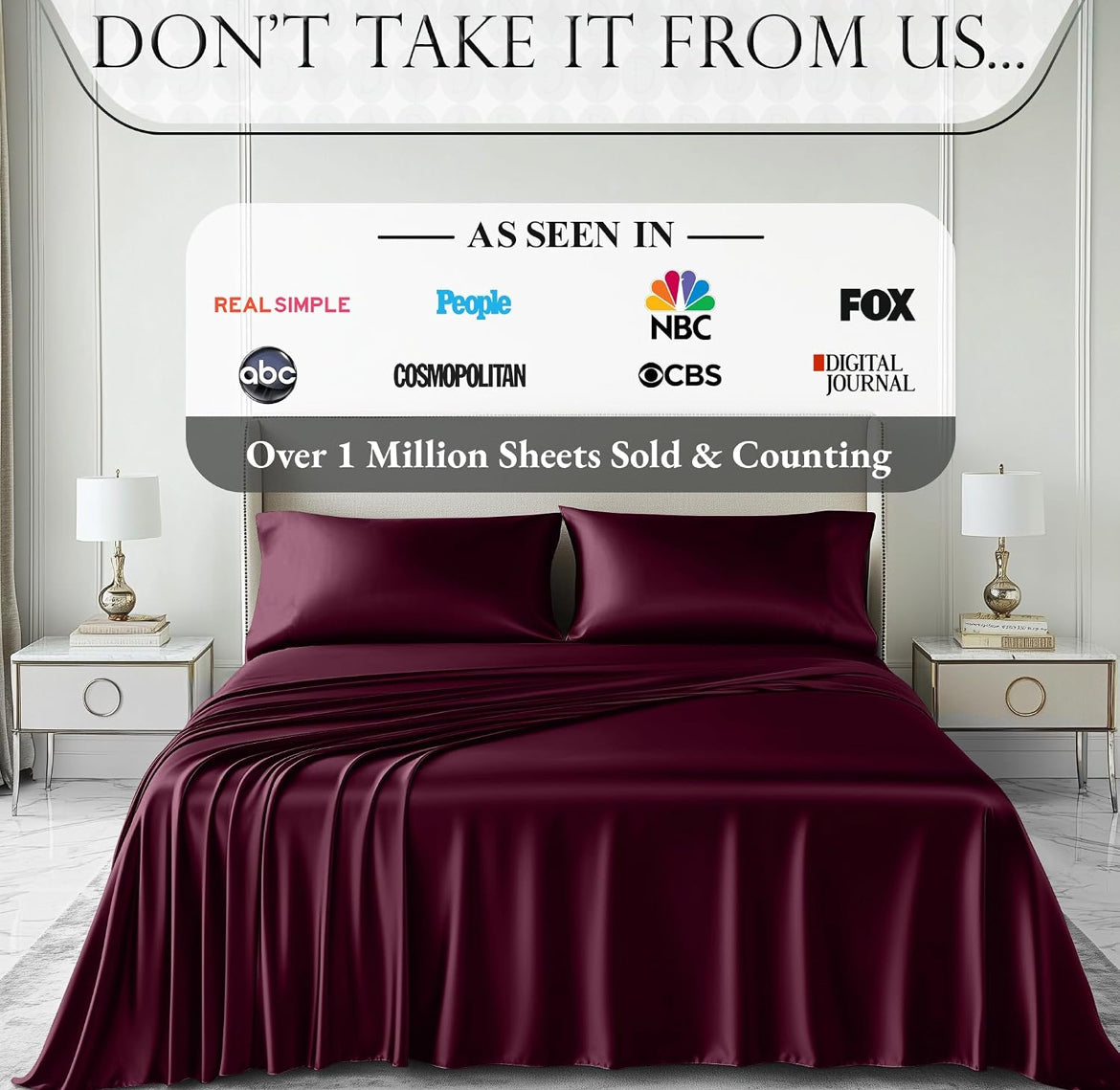 DECOLURE Satin Bed Sheets - 3 Piece Luxury Silky Twin Size Bedding Set - Softer Than Silk, Wrinkle-Free with 15” Deep Pocket Fitted Sheet, Perfect for Hair & Skin, Gifts for Women (Rosewood)