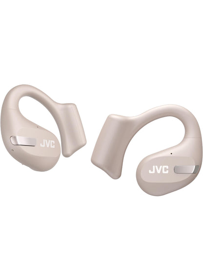 JVC Nuwe Oopoor Ware Koordlose Oorfone met 16mm Groot Drywers vir Kragtige Klank, Enkeloor-gebruik, Kompakte Grootte, en Lang Batterylewe (tot 38 Uur) - HANP50TC (Beige)