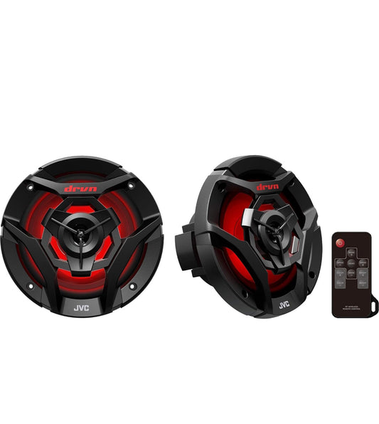 JVC CS-DR621MWL 6.5 Duim Motor & Mariene, Motorsport, Klankstelsel Stereo 2-rigting Luidsprekers met Koel Ingeboude RGB LED-ligte, Weerbestand IPX5, 260 Watt, UV-beskermde Roosters Ingesluit - Wit