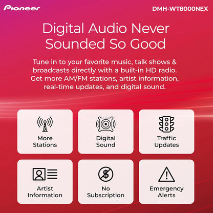 Pioneer DMH-WT8000NEX 10.1" Touchscreen Single Din Dolby Atmos Car Stereo
Digital Multimedia Receiver, Wireless Apple CarPlay & Android Auto, Wifi, Bluetooth, HD Radio, Rear Camera Inputs