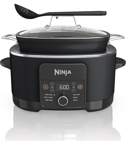 Ninja MC1010 Foodi PossibleCooker PLUS - Sous Vide & Rysrys 6-in-1 Multikoker, met 8.5 Liter, Stadige Koker, Nederlandse Oond & Meer, Glasdeksel & Geïntegreerde Lepel, Kleefvry, Oondvaste Pot tot 260°C, Swart