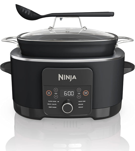 Ninja MC1010 Foodi PossibleCooker PLUS - Sous Vide & Rysrys 6-in-1 Multikoker, met 8.5 Liter, Stadige Koker, Nederlandse Oond & Meer, Glasdeksel & Geïntegreerde Lepel, Kleefvry, Oondvaste Pot tot 260°C, Swart