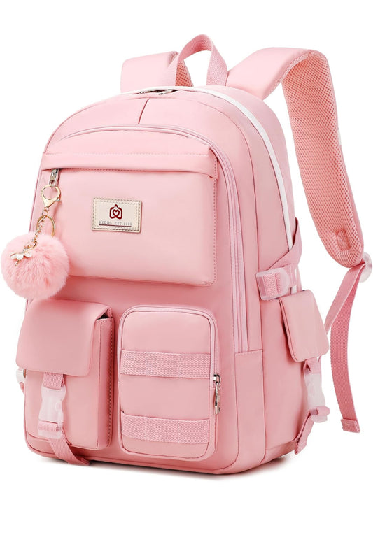 Rugsak vir meisies Skootrekenaarrugsakke 15.6 Duim Kollege Oulike Boeksak Anti-diefstal Laer Primêre Skooltas Informele Dagpak vir Studente Tieners Meisies Vroue (Pink)