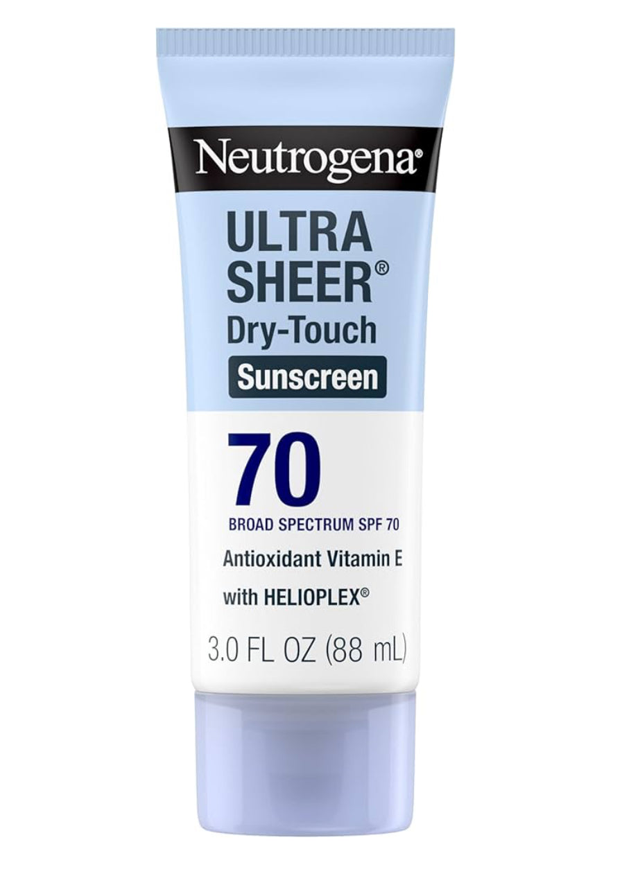 Neutrogena Ultra Sheer Sonskermroom SPF 70 Waterbestand Olielose (3 Fl Oz Pakkie van 2)