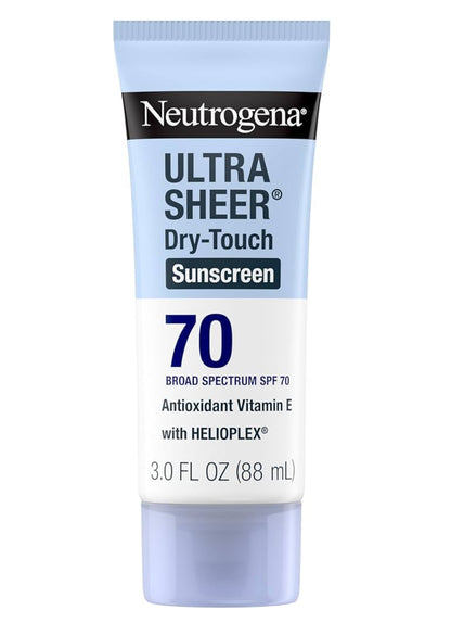 Neutrogena Ultra Sheer Sonskermroom SPF 70 Waterbestand Olielose (3 Fl Oz Pakkie van 2)