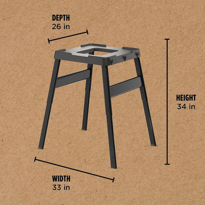 Ninja STAND Buite-Staan, Houtvuurprodukte, Verstelbare Hoogte, Eetgerei-Houer, Sytafel-Versoenbaar, Weerbestand, Swart, 26" x 34" x 34