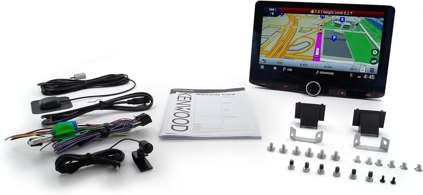 Kenwood GPS-navigasiestelsel 10.1"-multimedia-ontvanger; 10.1"-hoëdefinisie-monitor met kapasitiewe raakpaneel; Apple CarPlay; Android Auto gereed; Ingeboude Bluetooth; HD-radio; Wi-Fi