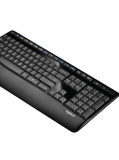 Logitech K345 Draadlose Sleutelbord - Volgrootte Sleutelbord met Polsrus, 2.4 GHz Draadlose USB-ontvanger - vir rekenaar, skootrekenaar