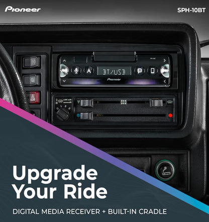 Pioneer SPH-10BT 1-Din Smart Sync Car Stereo with Bluetooth
Smart Sync Receiver, Phone Mount, Color Change, USB, 50W x 4 Output, 13-Band EQ, AM/FM, Front/Rear/SW Selectable RCA Preout