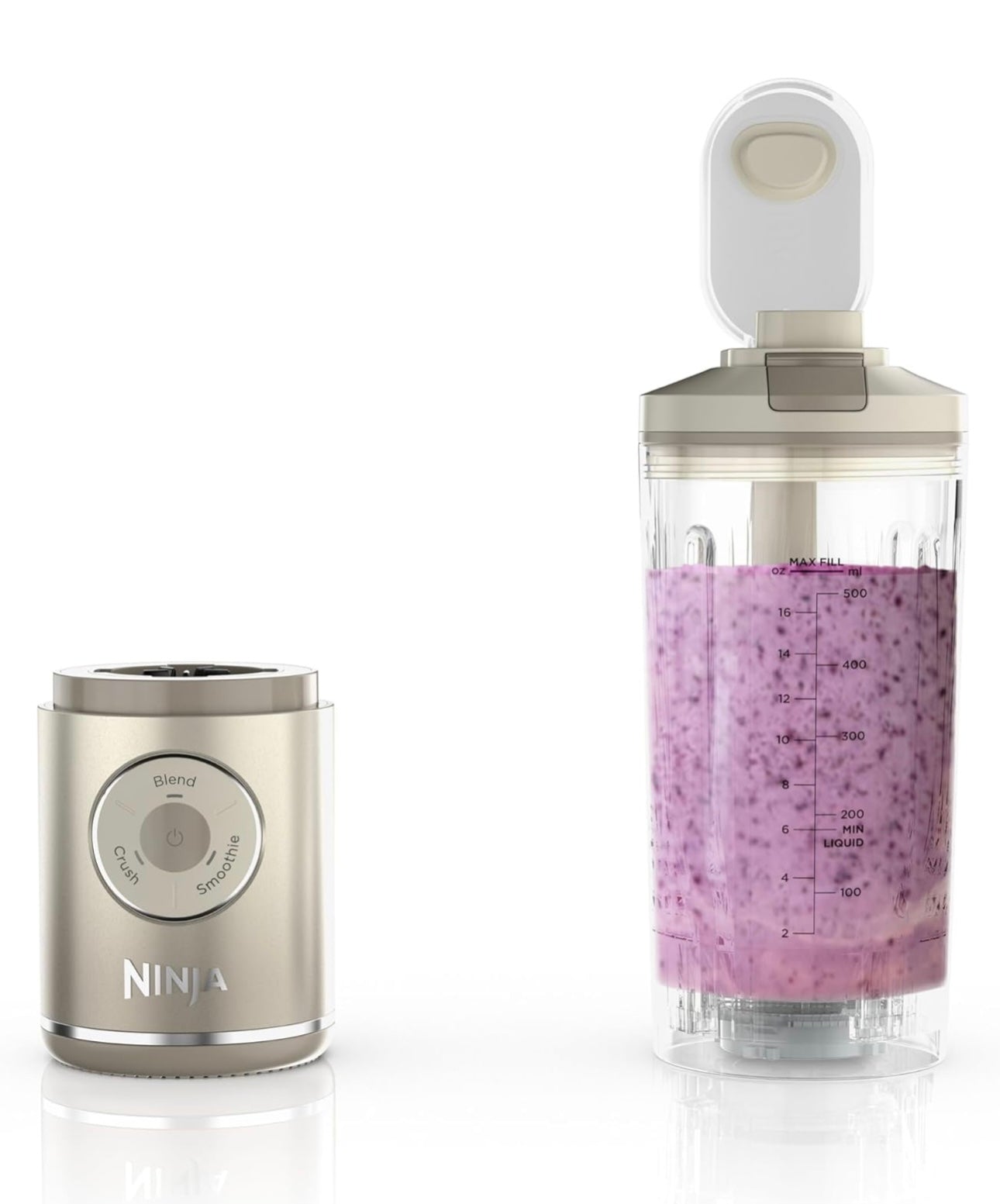 Ninja Blast Max, Portable Blender + Twist & Go, Personal Blender, Ninja Blender, Smoothie, Blend, Ice Crush, 3 Programs - CREAM BC251GY