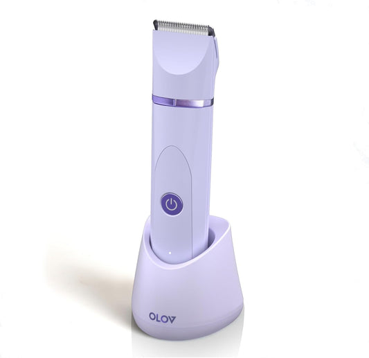 OLOV Elektriese Liggaamshaartrimmer - Kruistrimmer vir Mans - Bikini-trimmer vir Vroue - Nat/Droë Skeerapparaat, Vervangbare Keramieklemkoppe, USB-laaidok, Waterdigte Higiëniese Skeermesse, Pers