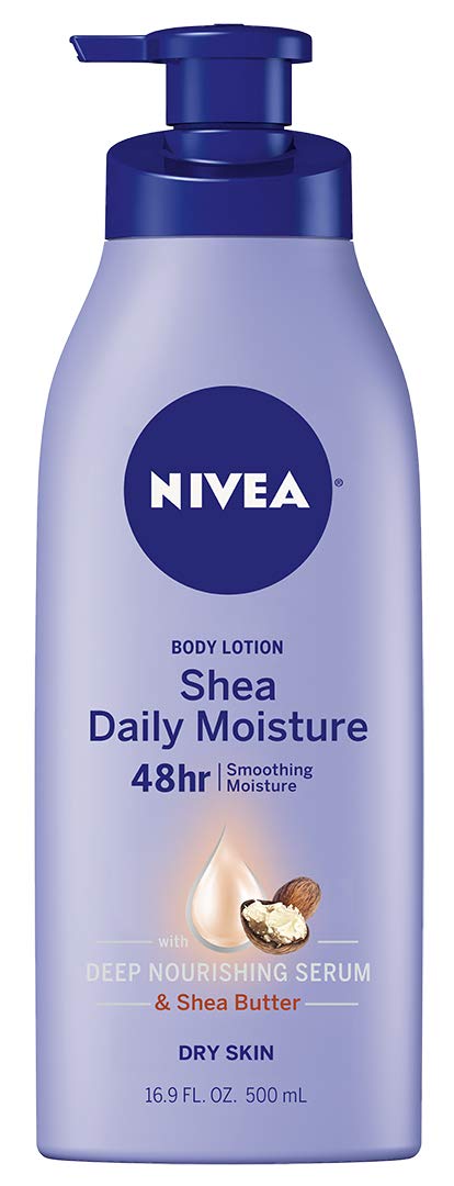 NIVEA Shea Nourish Body Lotion for Dry Skin with Hyaluronic Acid, Shea Butter and Deep Nourishing Serum, 48-Hour Body Moisturizer, 16.9 Fl Oz Pump Bottle - 3PK