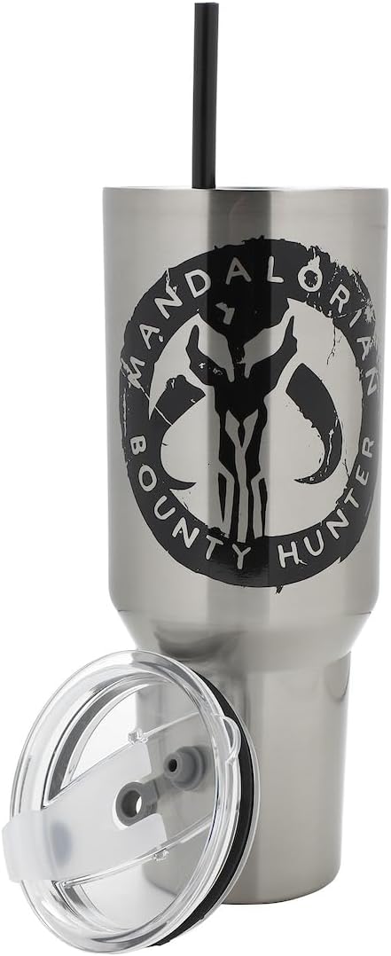 Insulated Stainless Steel Tumbler w/ Reusable Straw & Leak-Proof Lid Easy Carry Handle 40oz (Starwars)