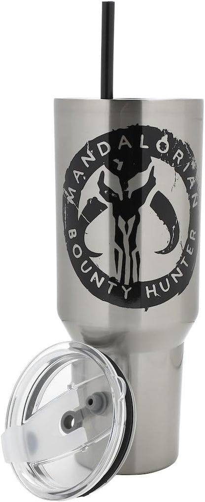 Insulated Stainless Steel Tumbler w/ Reusable Straw & Leak-Proof Lid Easy Carry Handle 40oz (Starwars)