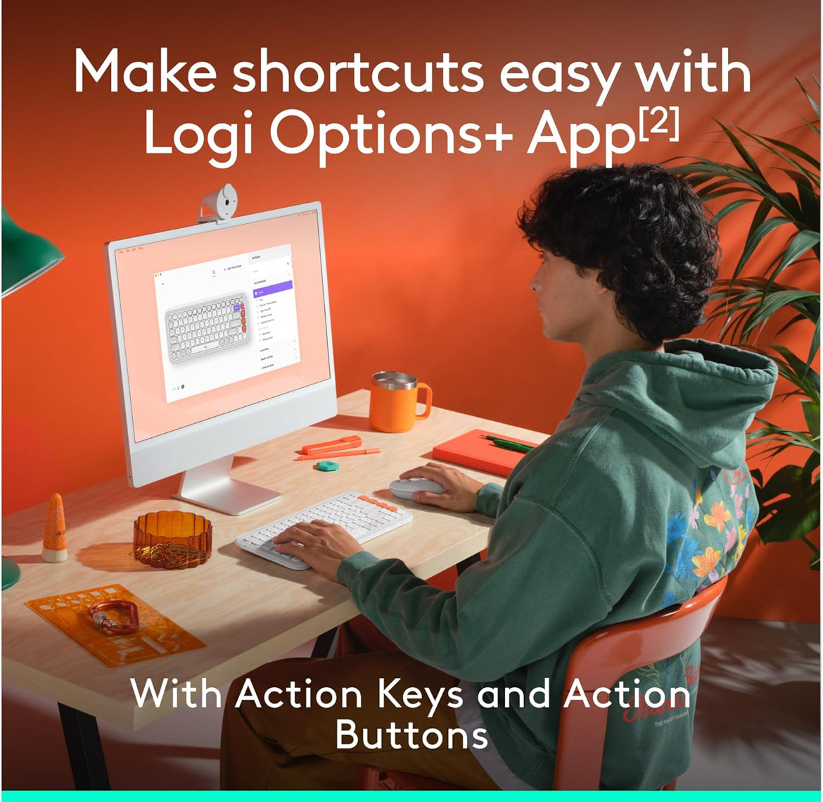Logitech POP ICON Combo, Bluetooth-sleutelbord-en-muiskombinasie, Gemaklike Tik, programmeerbare Sleutels en Knoppies, Stil klikke, Maklike Skakel tot 3 Toestelle – Spierwit